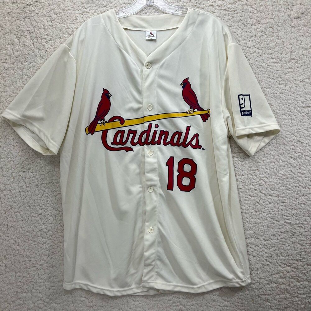 St. Louis Cardinals Jersey XL #18 Mike Shannon Cream Button Front MLB Baseball